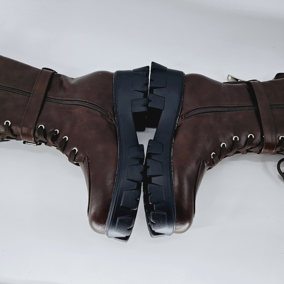 NWOB Women's 10 PazzCe Mission Brown Fashion Statement Calf High Shaft Boot - Picture 5 of 11